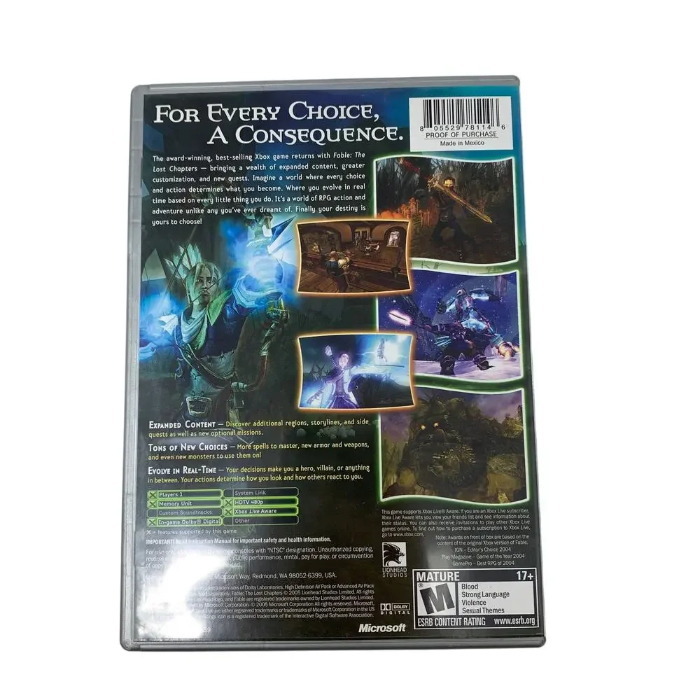 Fable The Lost Chapters Original Xbox Complete CIB Video Game